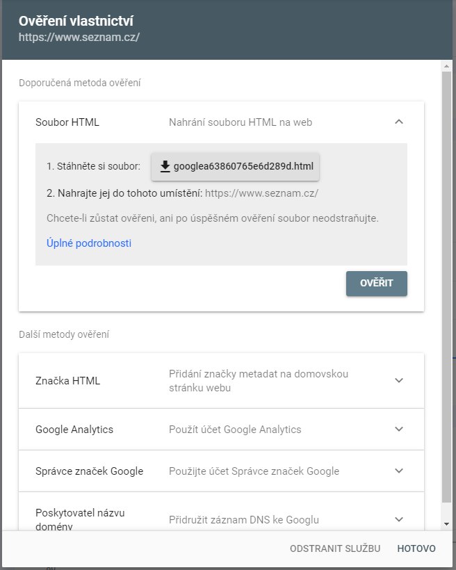 Založení Google Search Console