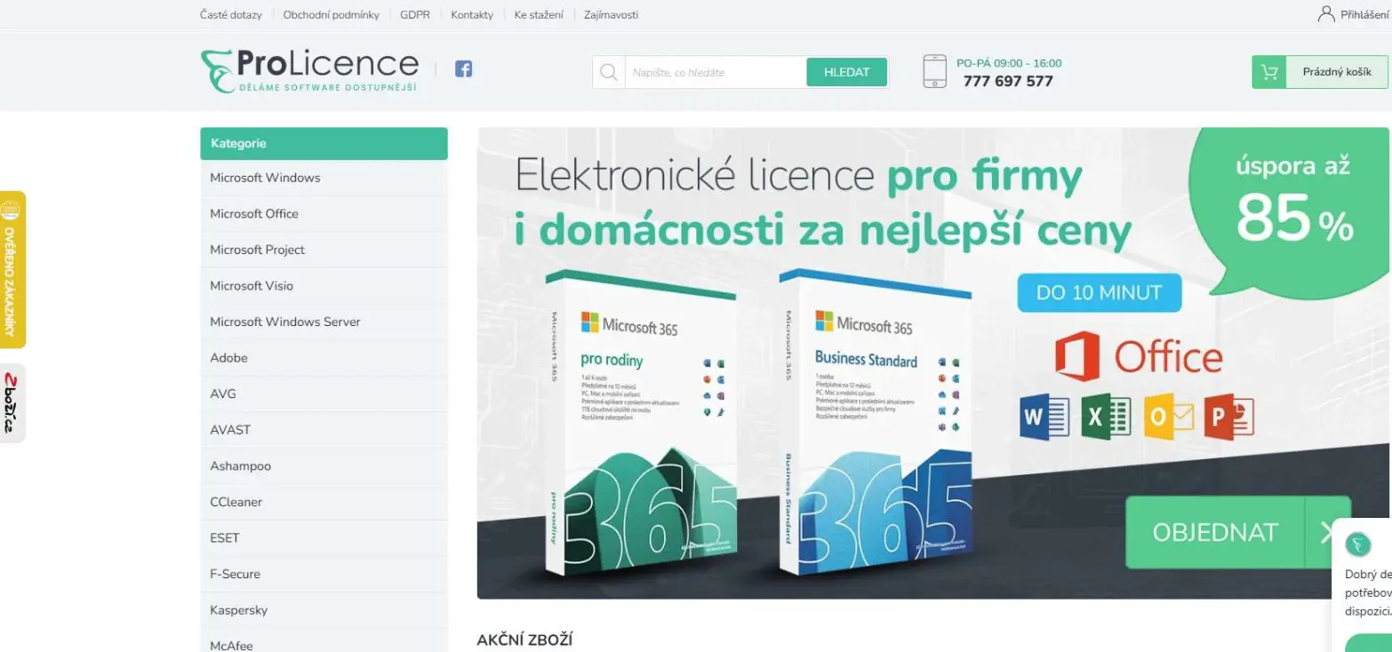 Prolicence.cz - případová studie zbožové srovnávače